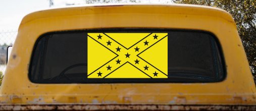 Confederate Southern Rebel Battle Flag Country Car or Truck Window Decal Sticker (Yellow)