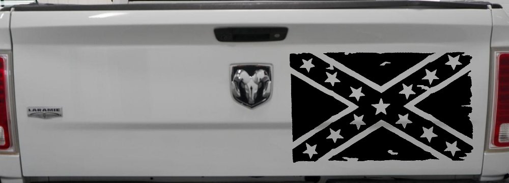 Confederate Southern Rebel Battle Flag Tattered Country Car or Truck Window Decal Sticker