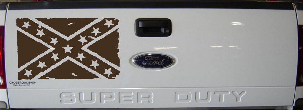 Confederate Southern Rebel Battle Flag Tattered Country Car or Truck Window Decal Sticker (Brown)