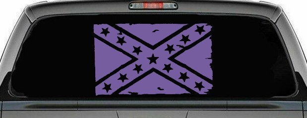 Confederate Southern Rebel Battle Flag Tattered Country Car or Truck Window Decal Sticker (Purple)