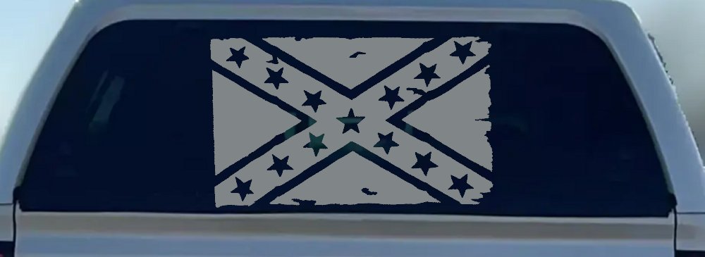 Confederate Southern Rebel Battle Flag Tattered Country Car or Truck Window Decal Sticker