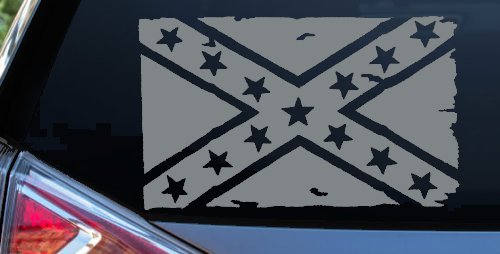 Confederate Southern Rebel Battle Flag Tattered Country Car or Truck Window Decal Sticker (Telegrey)