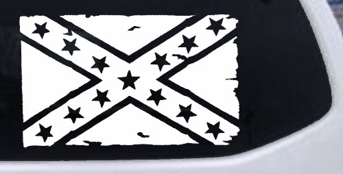 Confederate Southern Rebel Battle Flag Tattered Country Car or Truck Window Decal Sticker