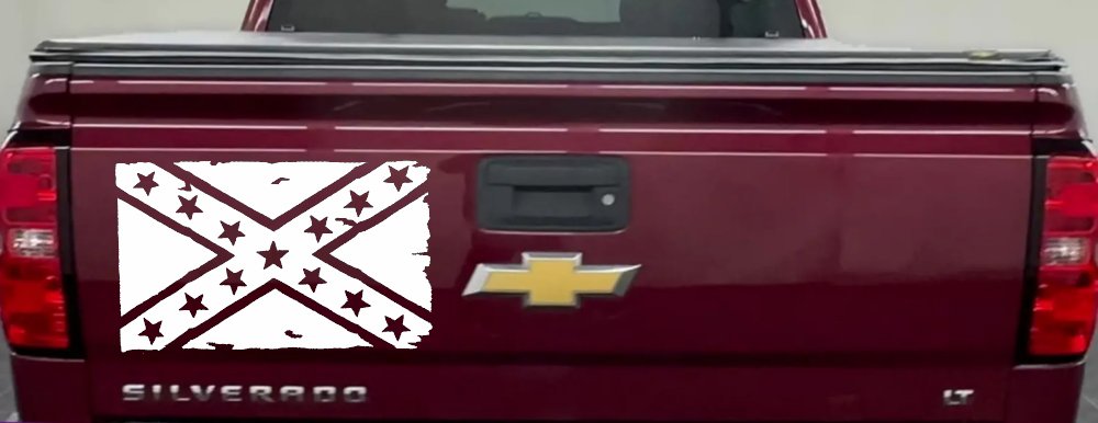 Confederate Southern Rebel Battle Flag Tattered Country Car or Truck Window Decal Sticker