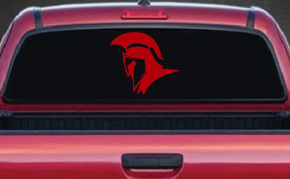 Spartan Knight Helmet Car or Truck Window Decal Sticker (Red)