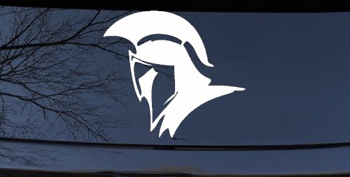 Spartan Knight Helmet Car or Truck Window Decal Sticker (White)