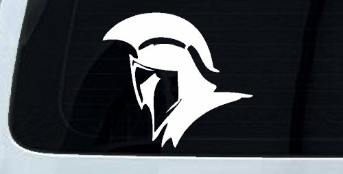 Spartan Knight Helmet Car or Truck Window Decal Sticker (White)