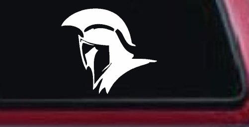 Spartan Knight Helmet Car or Truck Window Vinyl Decal Sticker (White)