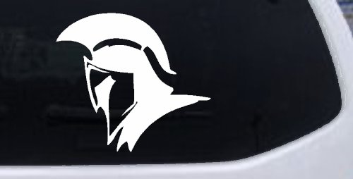 Spartan Knight Helmet Car or Truck Window Decal Sticker (White)