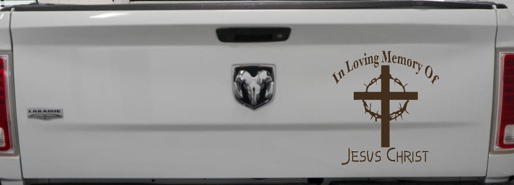 In Loving Memory Of Jesus Christ Christian Car or Truck Window Decal Sticker (Brown)