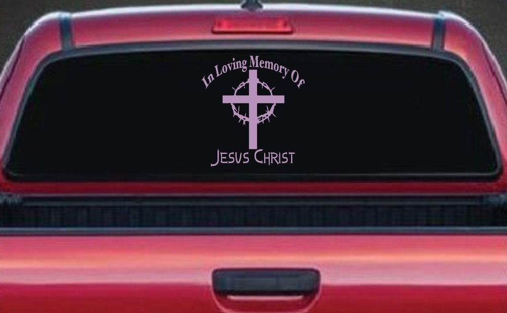 In Loving Memory Of Jesus Christ Christian Car or Truck Window Decal Sticker (Lilac)