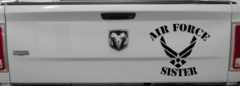 Air Force Sister Military Car or Truck Window Vinyl Decal Sticker (Black)
