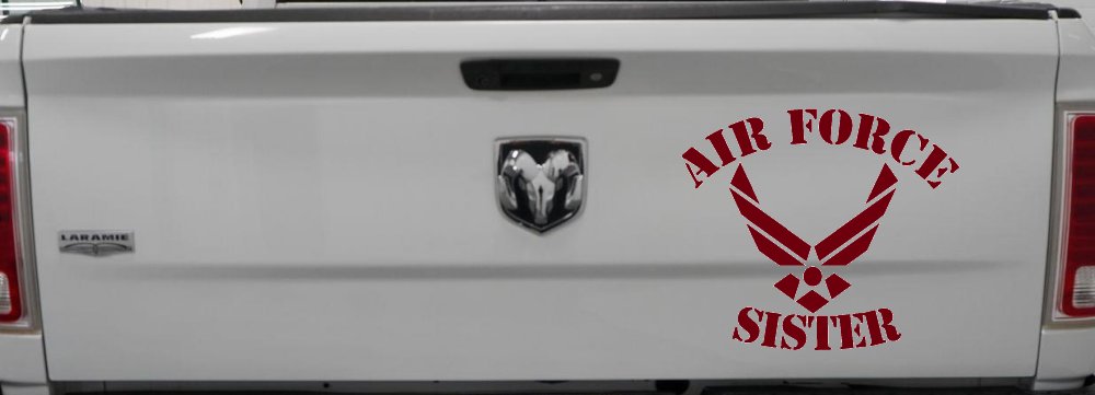 Air Force Sister Military Car or Truck Window Decal Sticker (Burgundy)