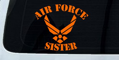 Air Force Sister Military Car or Truck Window Decal Sticker (Orange)