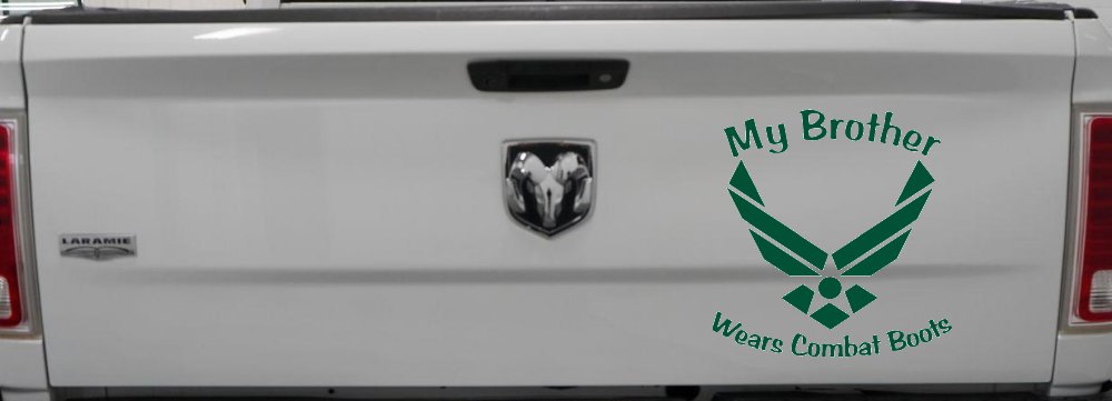 My Brother Wears Combat Boots Air Force Military Car or Truck Window Decal Sticker (Dark Green)