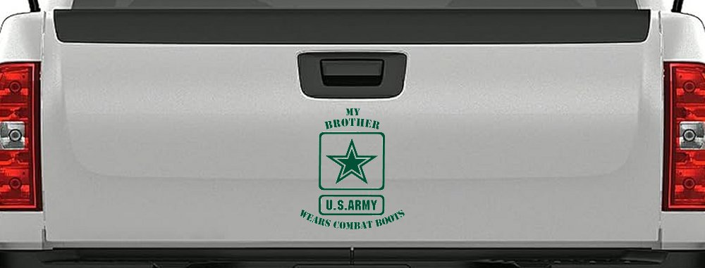 My Brother Wears Combat Boots Army Military Car or Truck Window Decal Sticker (Dark Green)