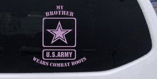 My Brother Wears Combat Boots Army Military Car or Truck Window Decal Sticker (Lilac)