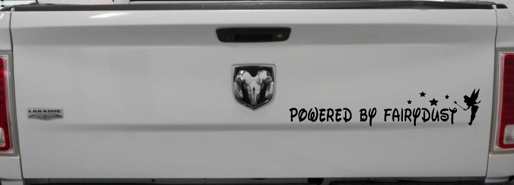 Powered By Fairydust Tinker Bell Tinkerbell Car or Truck Window Vinyl Decal Sticker (Black)