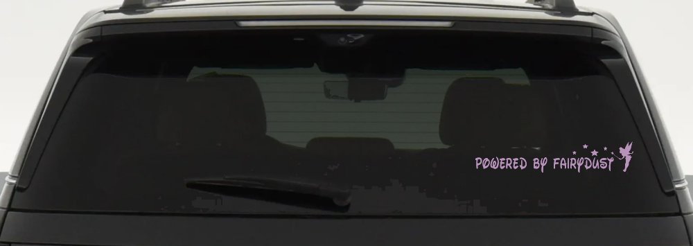Powered By Fairydust Tinker Bell Tinkerbell Car or Truck Window Vinyl Decal Sticker (Lilac)