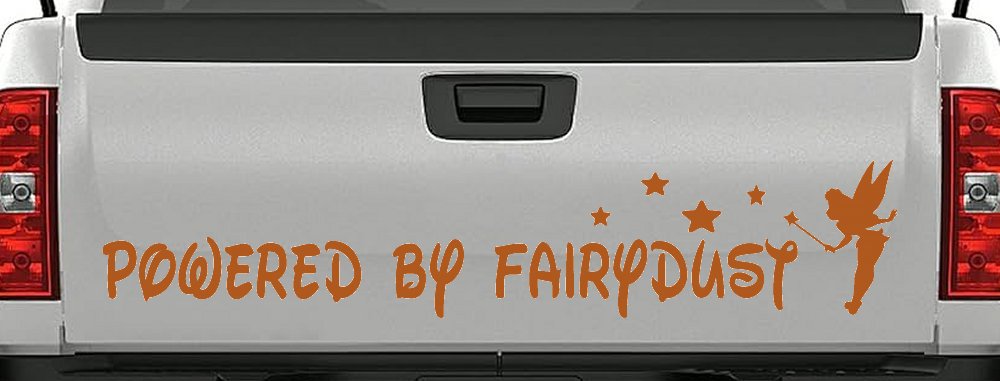 Powered By Fairydust Tinker Bell Tinkerbell Car or Truck Window Decal Sticker (Nut Brown)