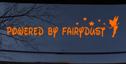 Powered By Fairydust Tinker Bell Tinkerbell Car or Truck Window Decal Sticker (Orange)