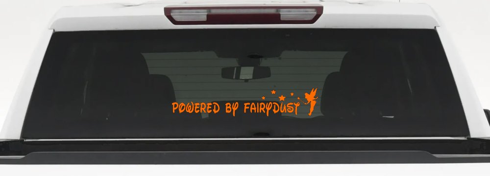 Powered By Fairydust Tinker Bell Tinkerbell Car or Truck Window Decal Sticker (Orange)