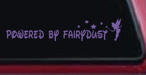Powered By Fairydust Tinker Bell Tinkerbell Car or Truck Window Decal Sticker (Purple)