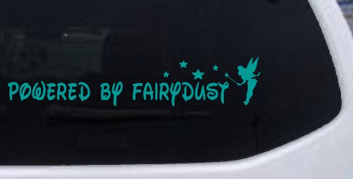 Powered By Fairydust Tinker Bell Tinkerbell Car or Truck Window Vinyl Decal Sticker (Turquoise)