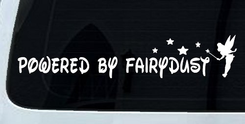 Powered By Fairydust Tinker Bell Tinkerbell Car or Truck Window Decal Sticker (White)