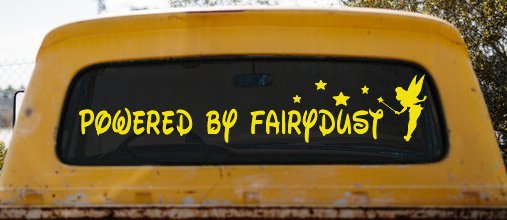 Powered By Fairydust Tinker Bell Tinkerbell Car or Truck Window Decal Sticker
