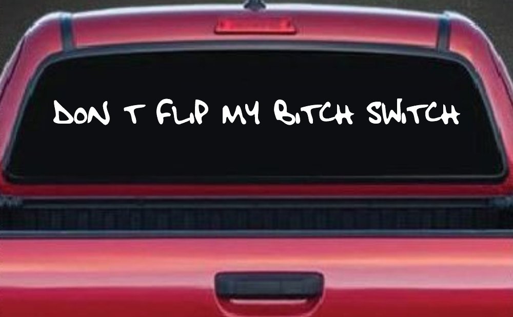 Dont Flip My Bitch Switch Car or Truck Window Decal Sticker (White)