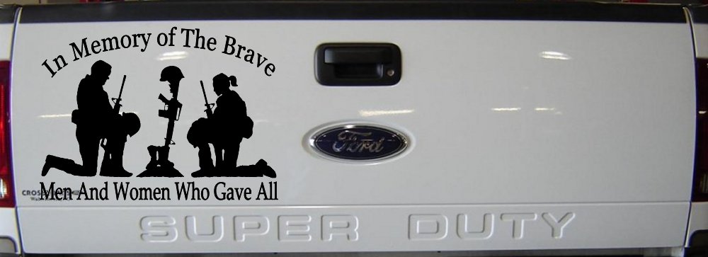 In Memory Of The Brave Men And Women Who Gave All Military Car or Truck Window Decal Sticker (Black)