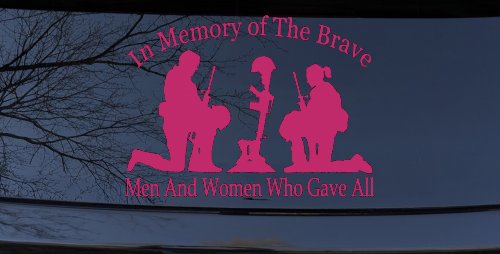 In Memory Of The Brave Men And Women Who Gave All Military Car or Truck Window Vinyl Decal Sticker (Hot Pink)