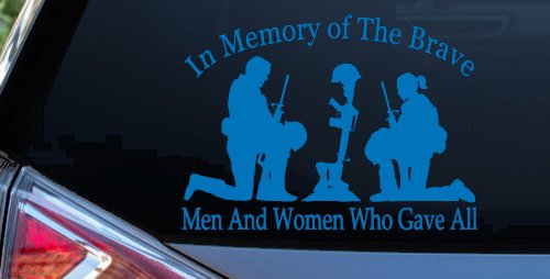 In Memory Of The Brave Men And Women Who Gave All Military Car or Truck Window Decal Sticker (Sky Blue)