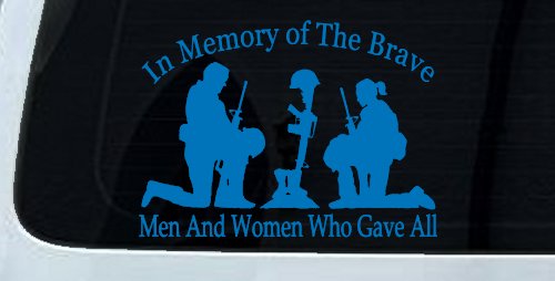 In Memory Of The Brave Men And Women Who Gave All Military Car or Truck Window Decal Sticker (Sky Blue)