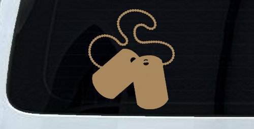 Dog Tags Military Car or Truck Window Vinyl Decal Sticker (Light Brown)