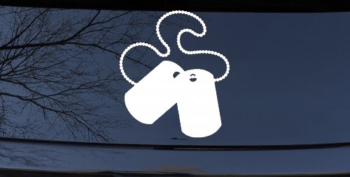 Dog Tags Military Car or Truck Window Vinyl Decal Sticker (White)