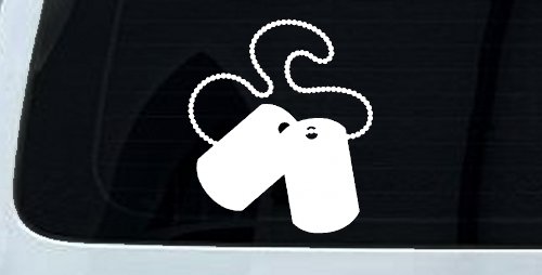 Dog Tags Military Car or Truck Window Vinyl Decal Sticker (White)