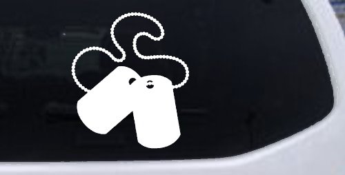 Dog Tags Military Car or Truck Window Decal Sticker (White)