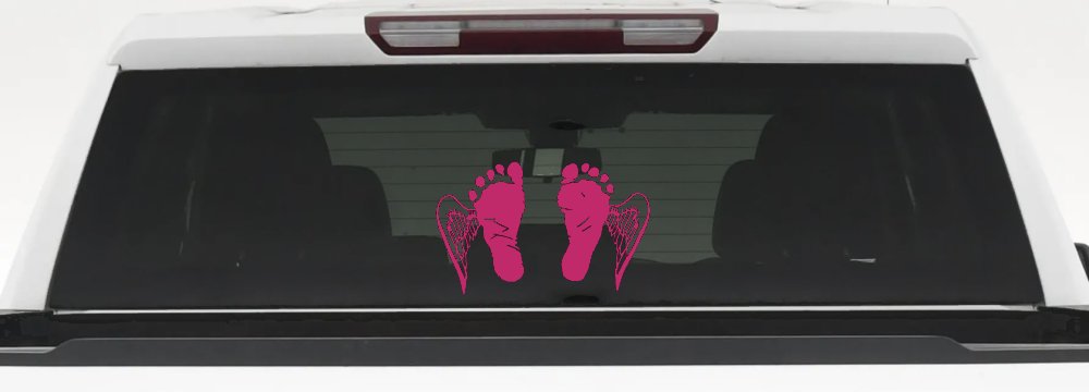 Baby Footprints Angel Wings In Memory Of Car or Truck Window Decal Sticker