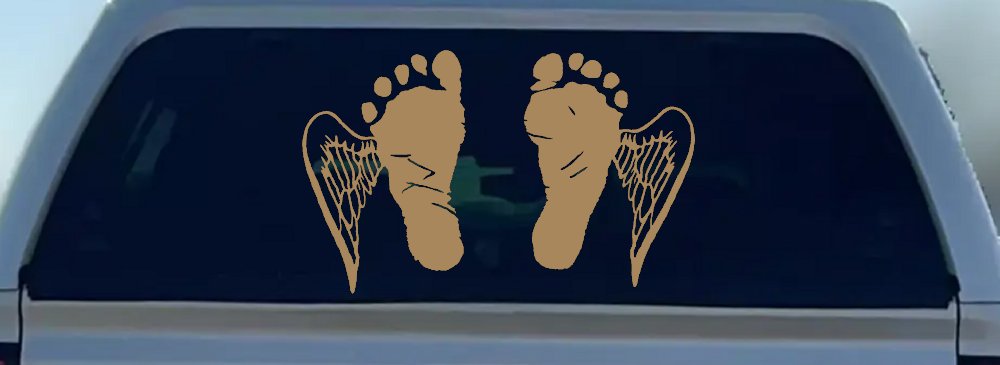 Baby Footprints Angel Wings In Memory Of Car or Truck Window Decal Sticker
