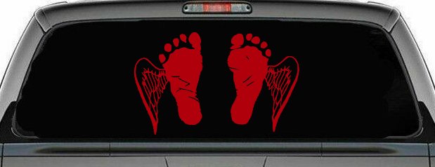 Baby Footprints Angel Wings In Memory Of Car or Truck Window Decal Sticker