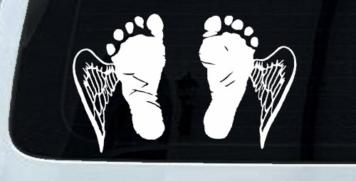 Baby Footprints Angel Wings In Memory Of Car or Truck Window Decal Sticker