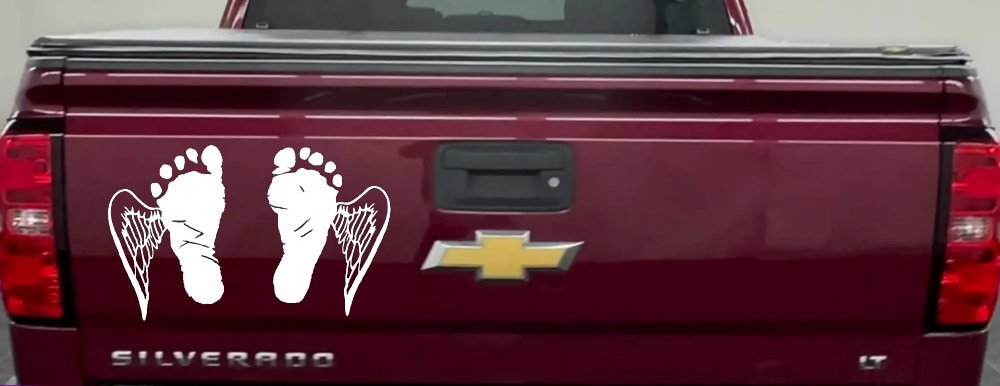 Baby Footprints Angel Wings In Memory Of Car or Truck Window Decal Sticker