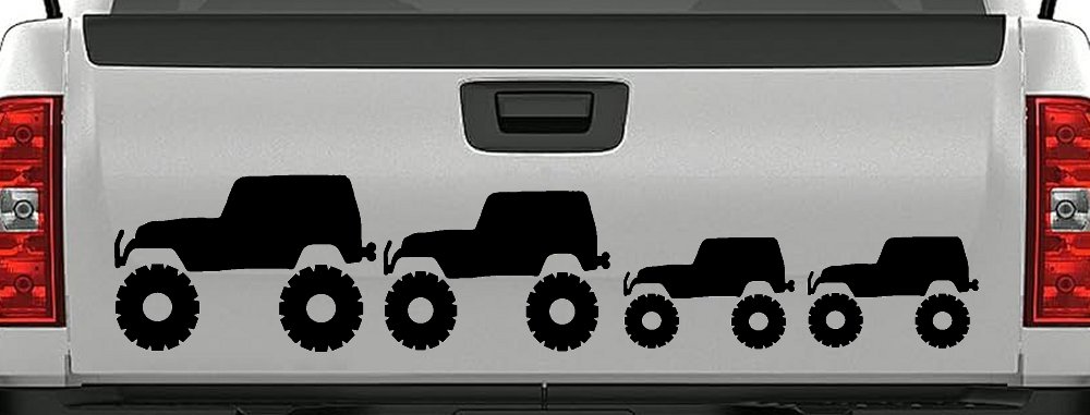 Jeep Stick Family With Two Kids Off Road Car or Truck Window Decal Sticker
