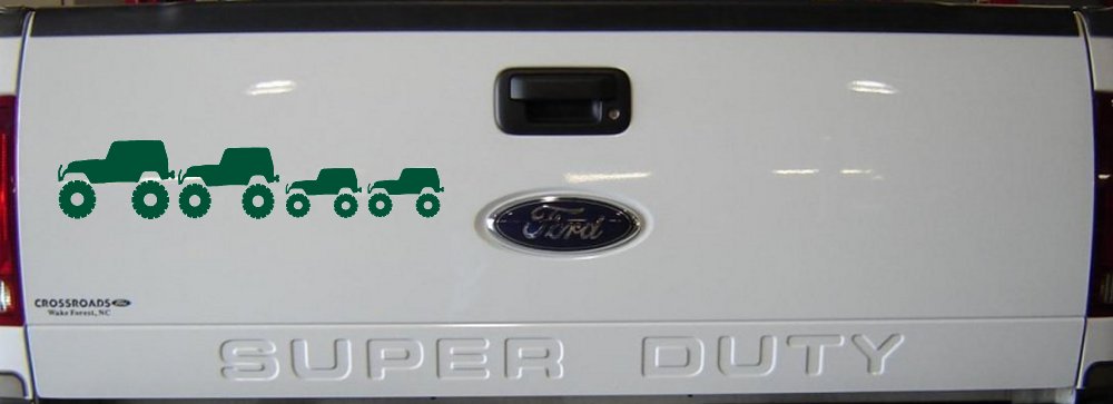 Jeep Stick Family With Two Kids Off Road Car or Truck Window Vinyl Decal Sticker (Dark Green)