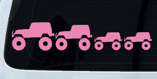Jeep Stick Family With Two Kids Off Road Car or Truck Window Decal Sticker