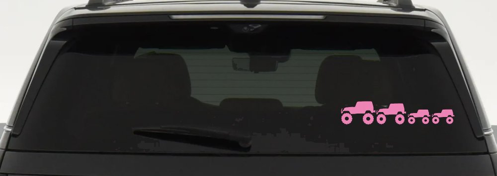 Jeep Stick Family With Two Kids Off Road Car or Truck Window Decal Sticker