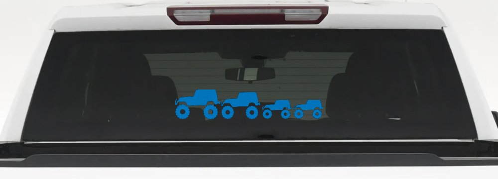 Jeep Stick Family With Two Kids Off Road Car or Truck Window Decal Sticker