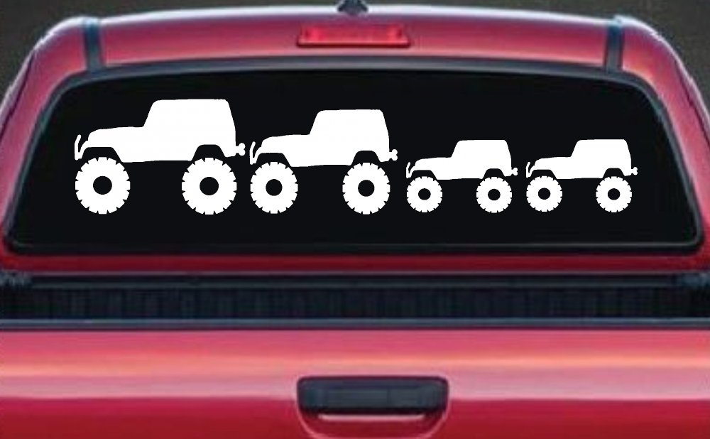 Jeep Stick Family With Two Kids Off Road Car or Truck Window Decal Sticker